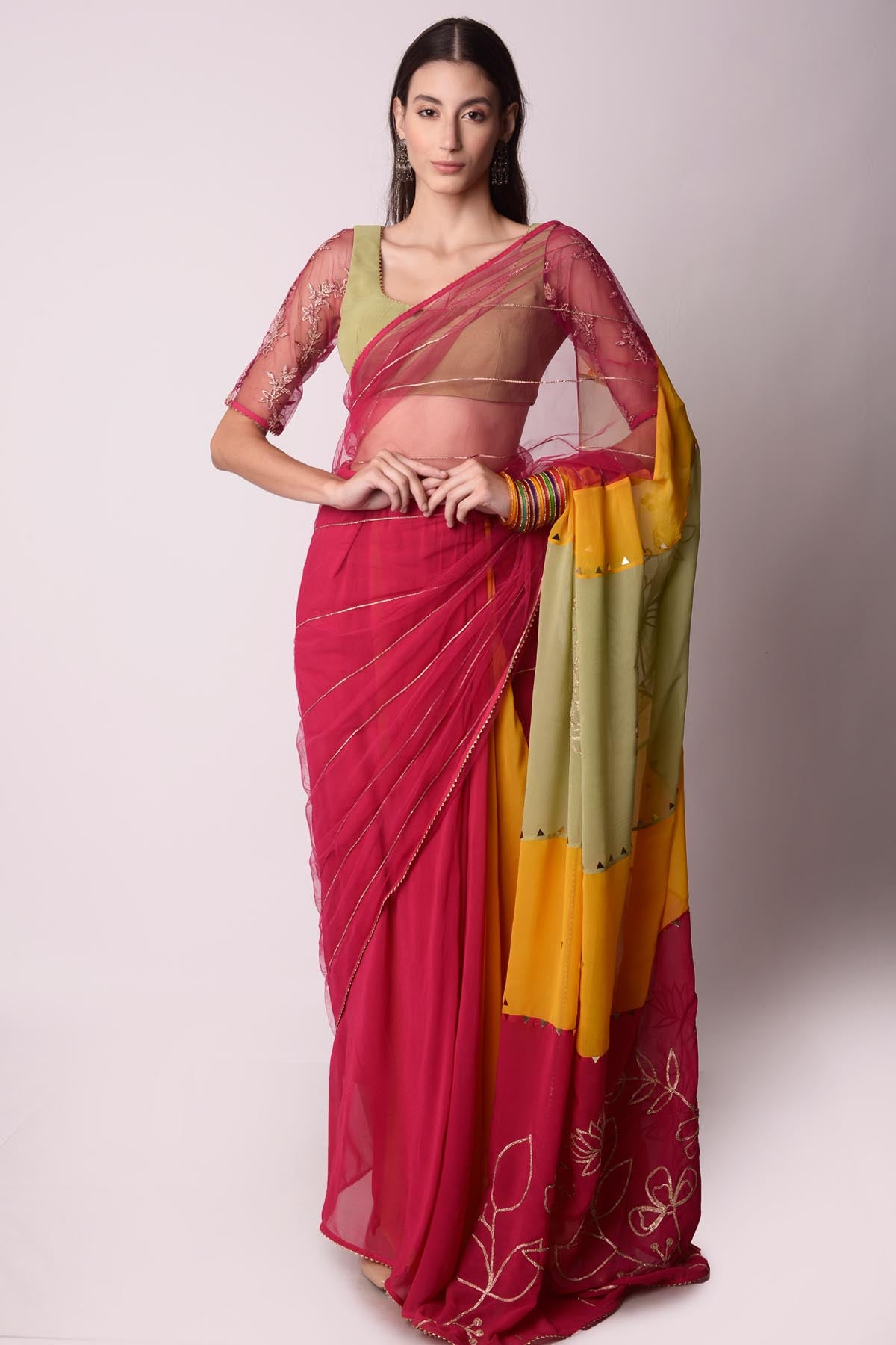 Panelled Colourblock Saree