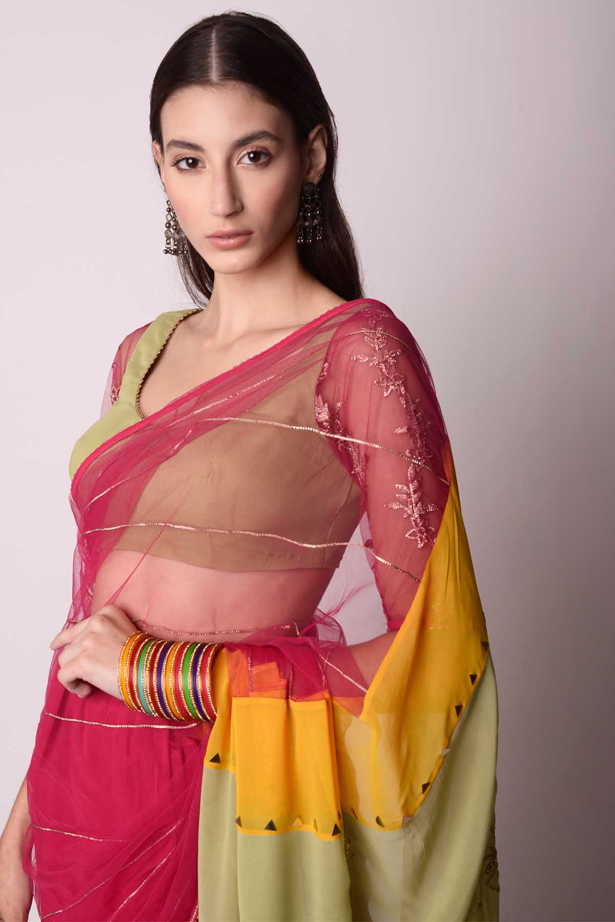 Panelled Colourblock Saree