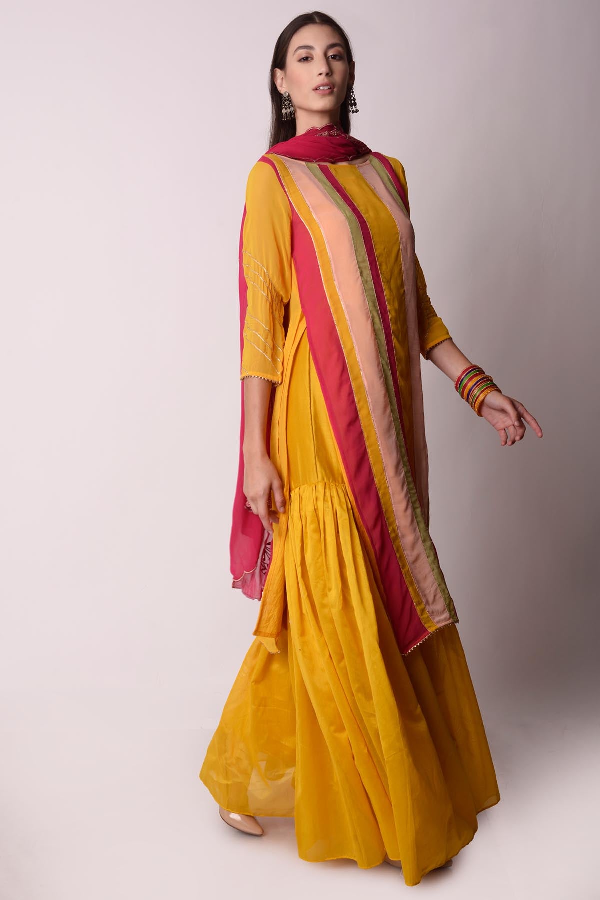 Panelled Kurta & Sharara Set