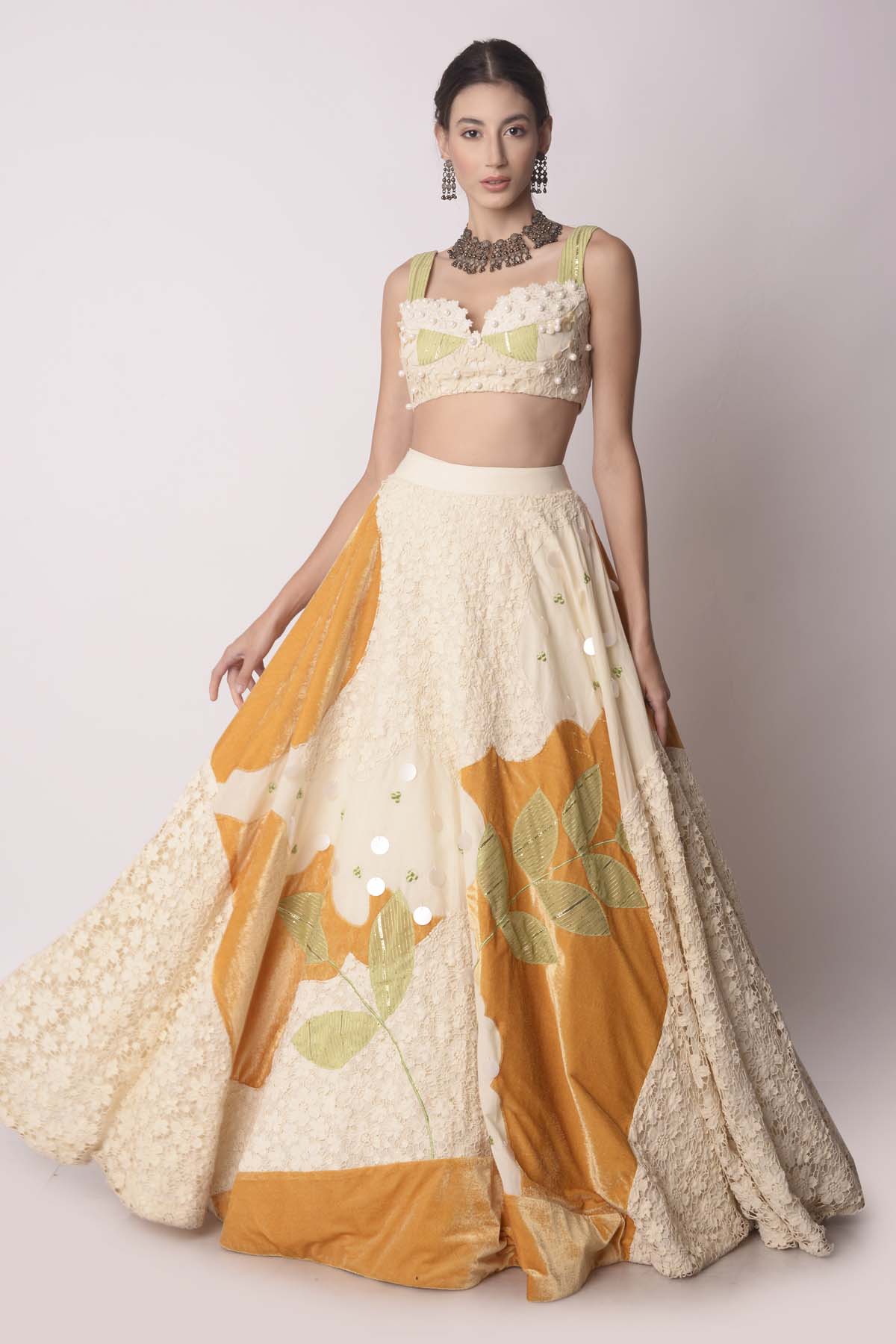 Ivory Patchwork Lehenga Set