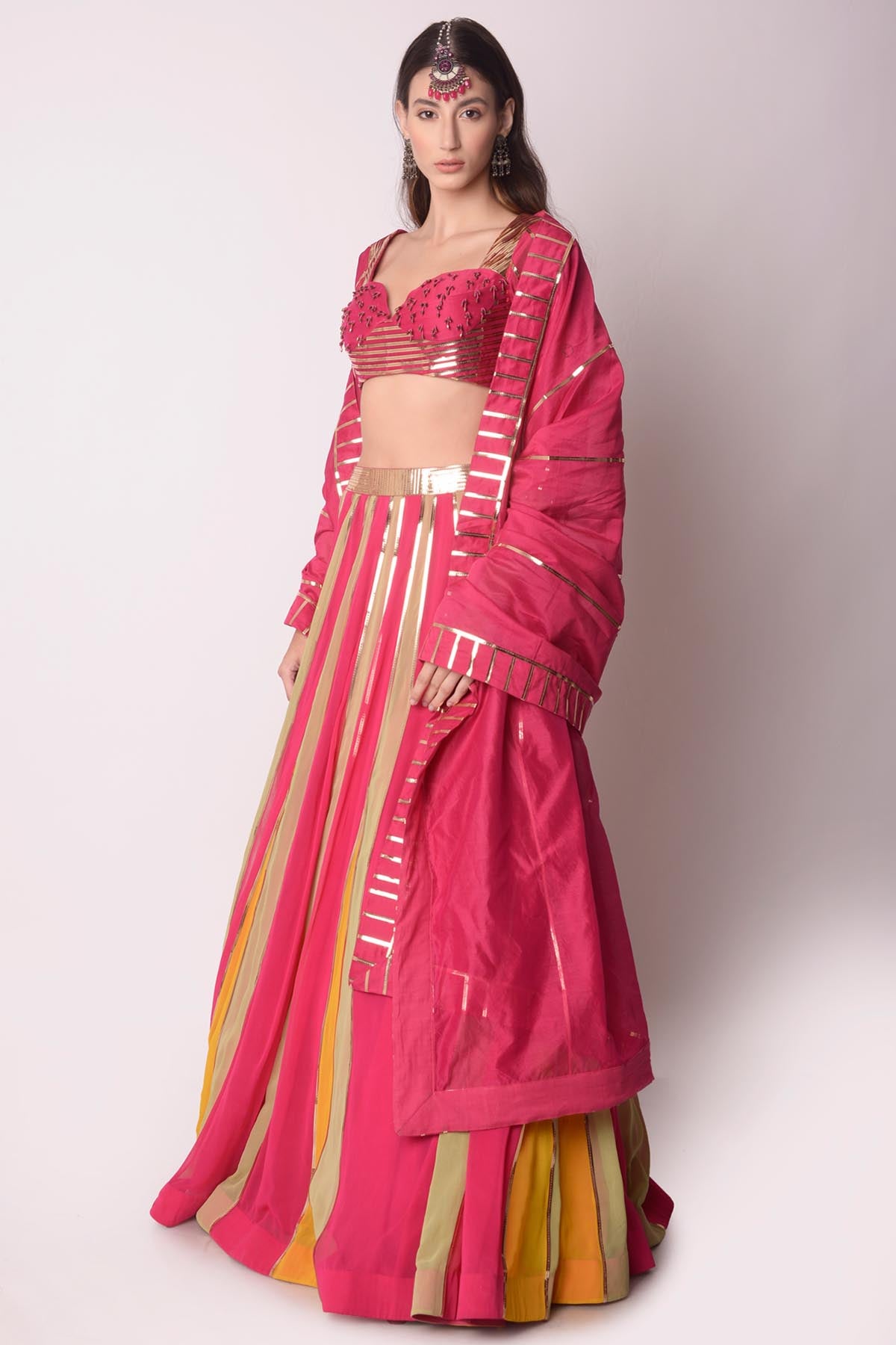 Fuchsia Patchwork Lehenga Set