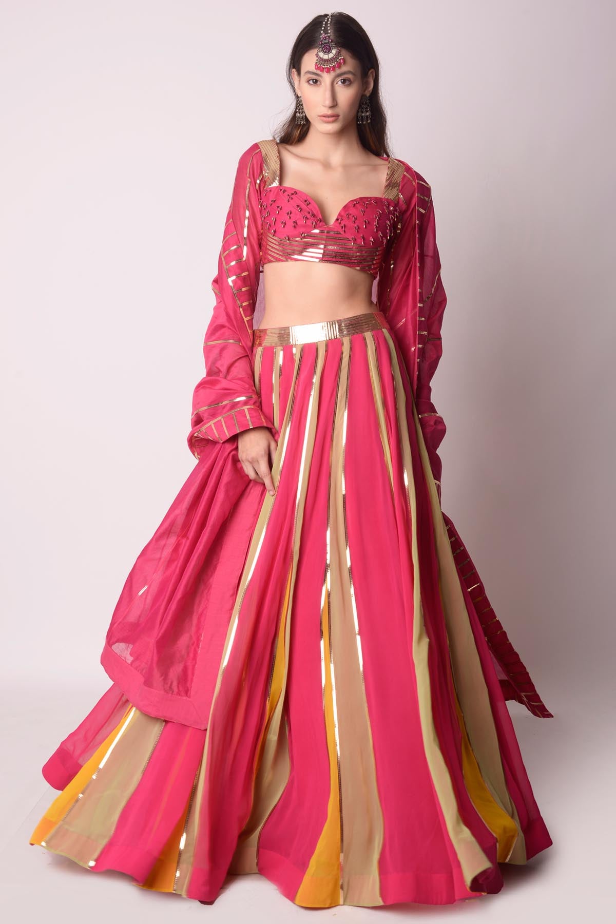 Fuchsia Patchwork Lehenga Set