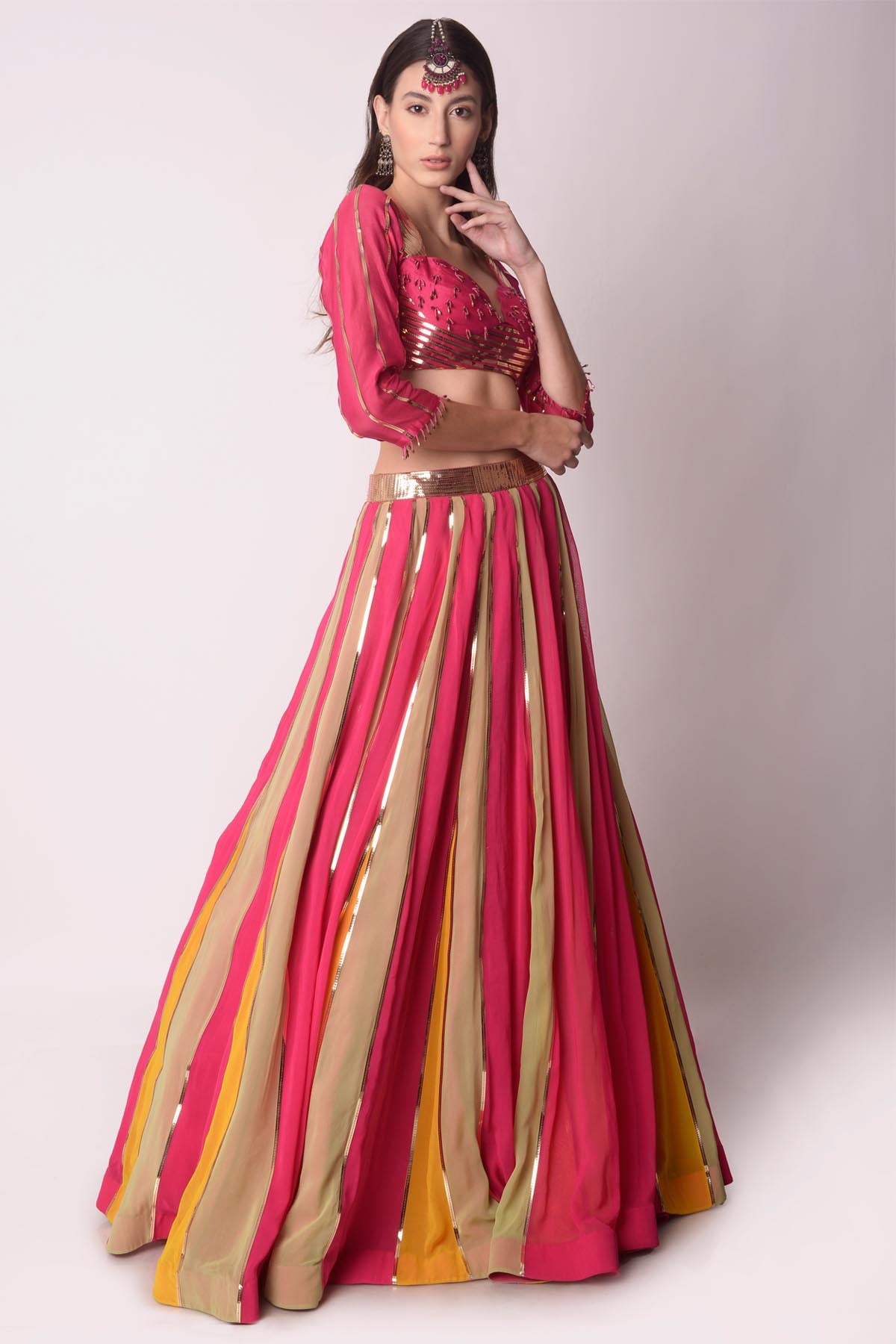 Fuchsia Patchwork Lehenga Set