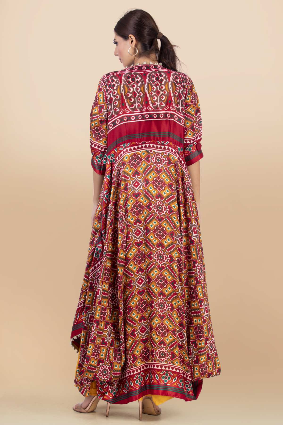 Yellow Round Neck Draped Dress