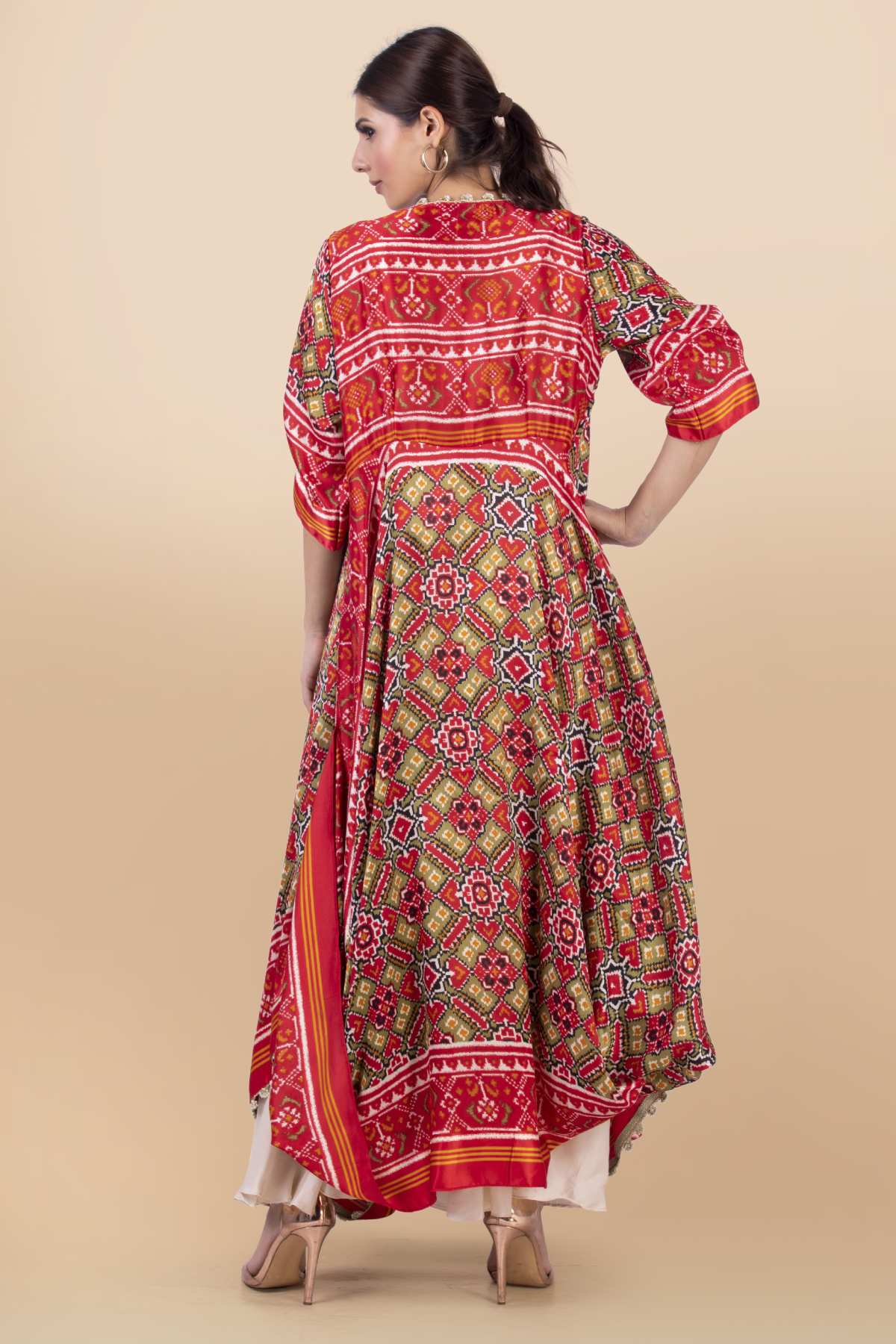 Cream Long Draped Dress & Jacket