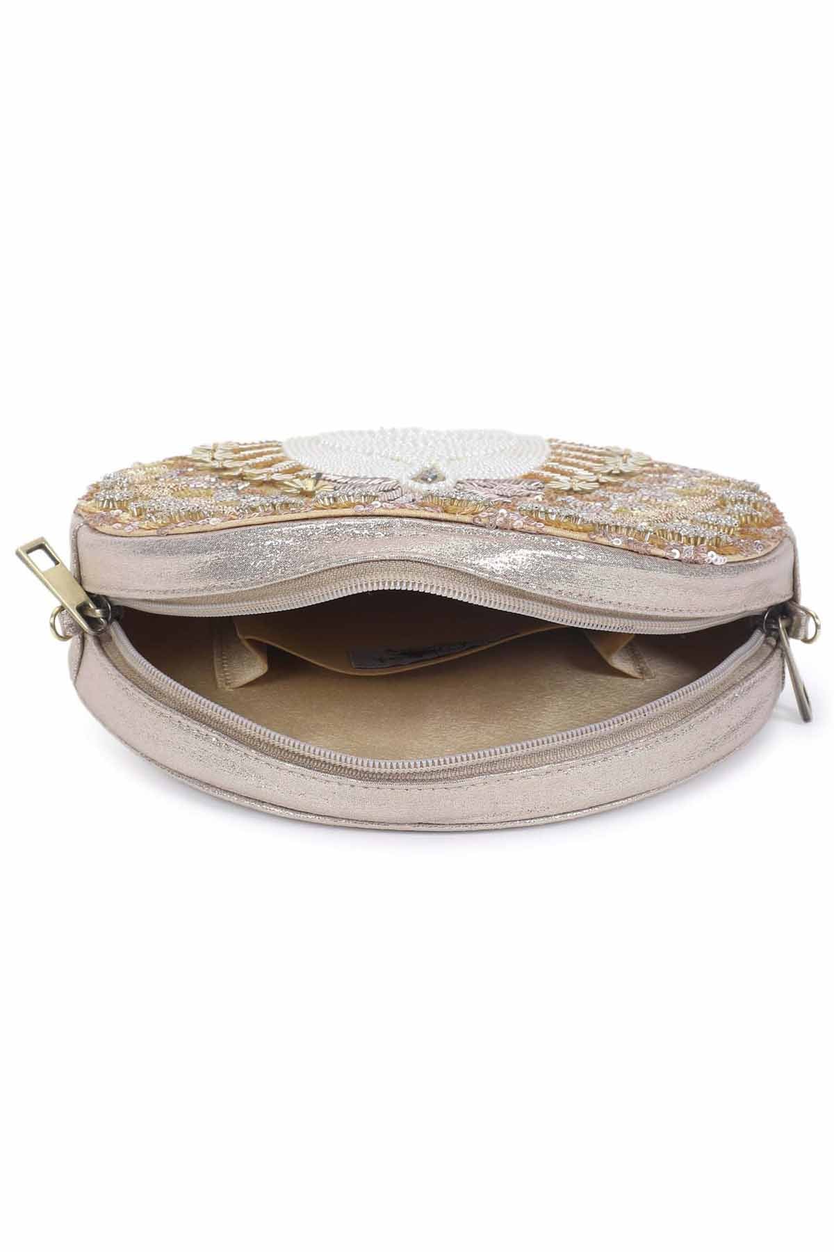 Silver Peacock Embroidered Sling