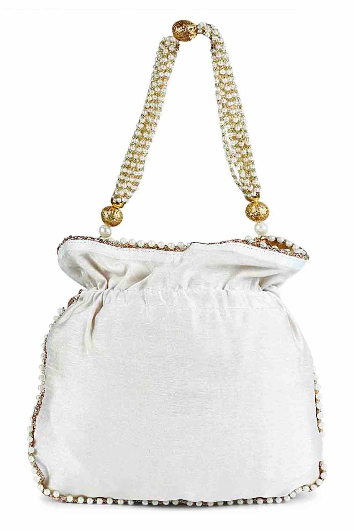 White Pearl Embroidered Potli