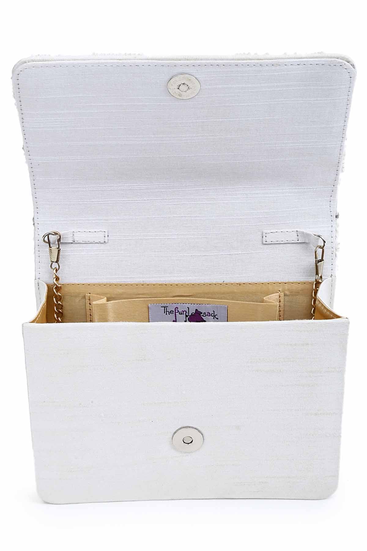 Pearl Floral Motif Clutch