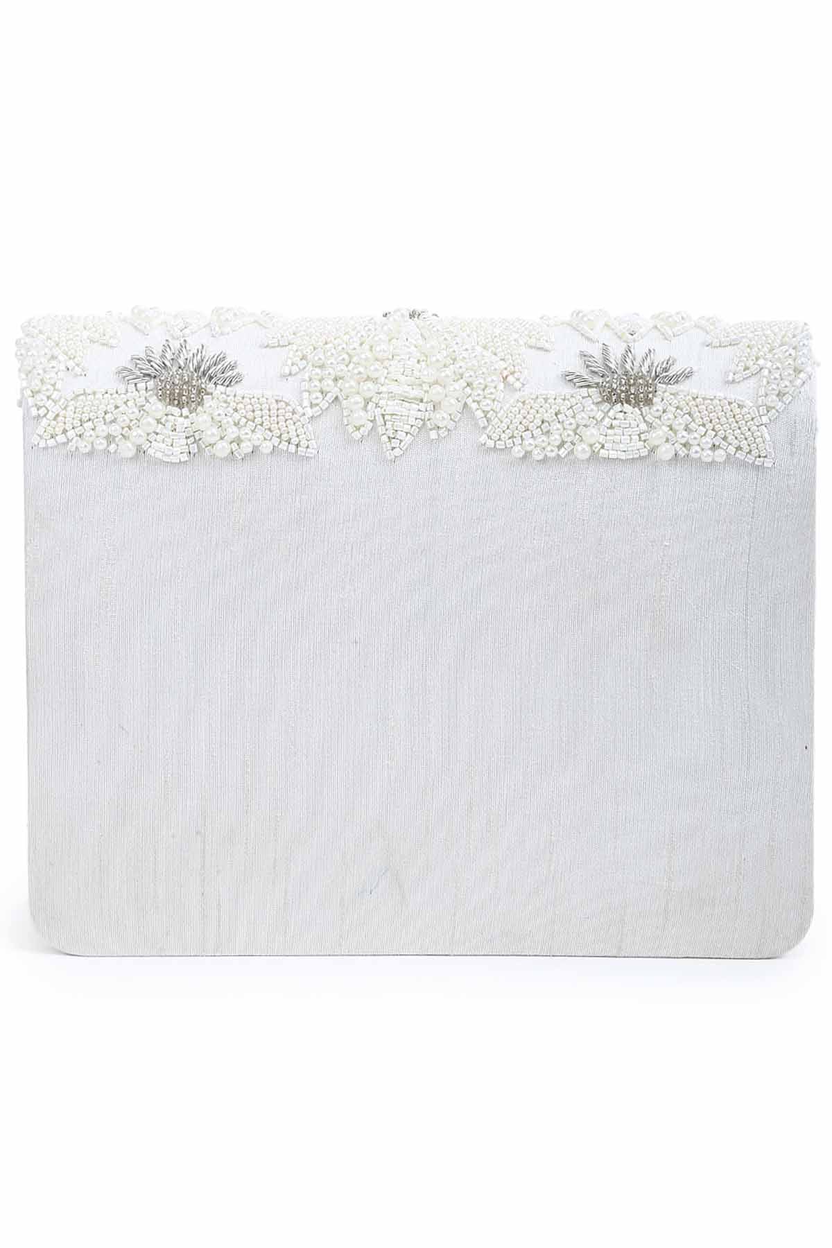 Pearl Floral Motif Clutch