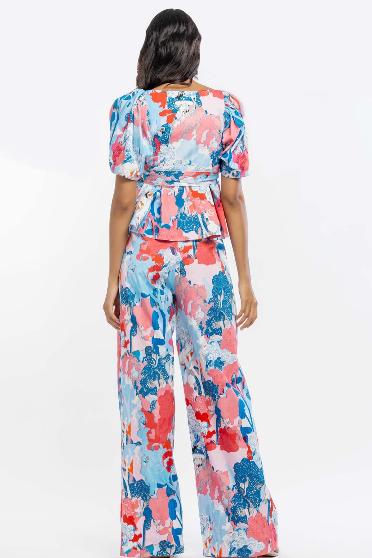Peplum Printed Top & Pant Set