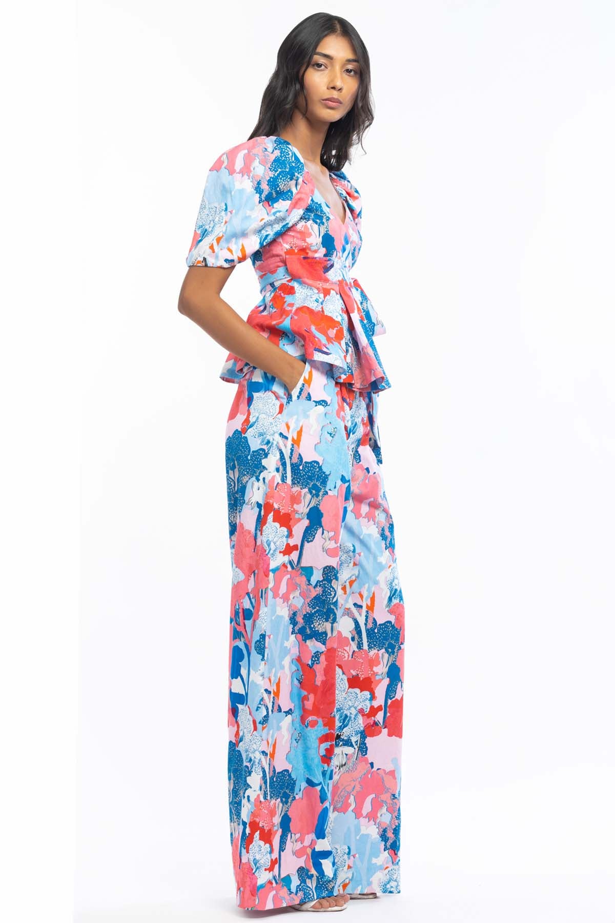 Peplum Printed Top & Pant Set