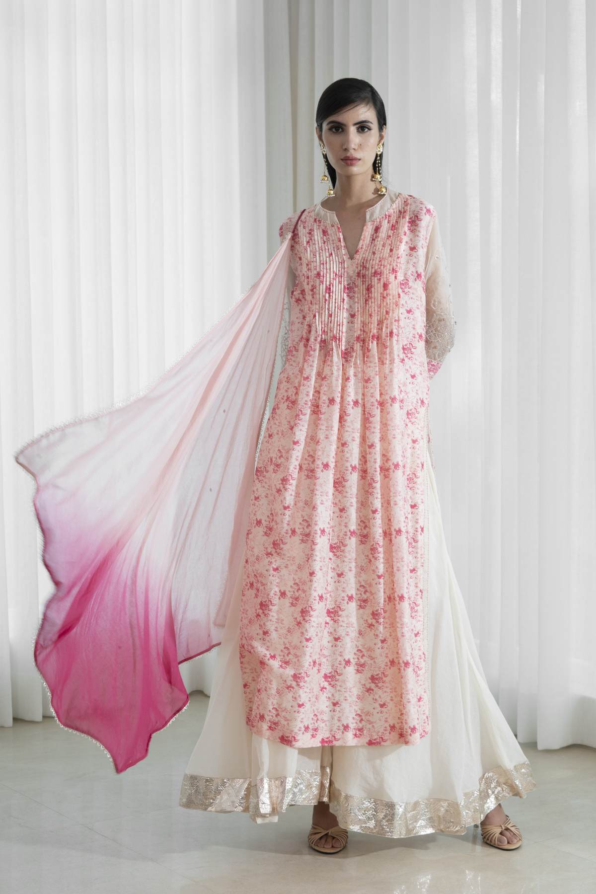 Multicolor Pintuck Sharara Set