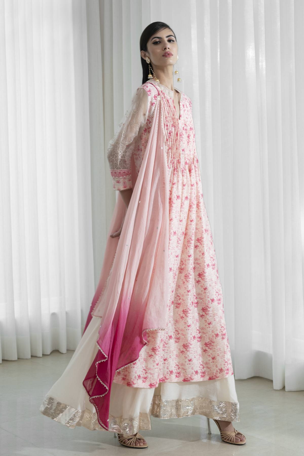 Multicolor Pintuck Sharara Set