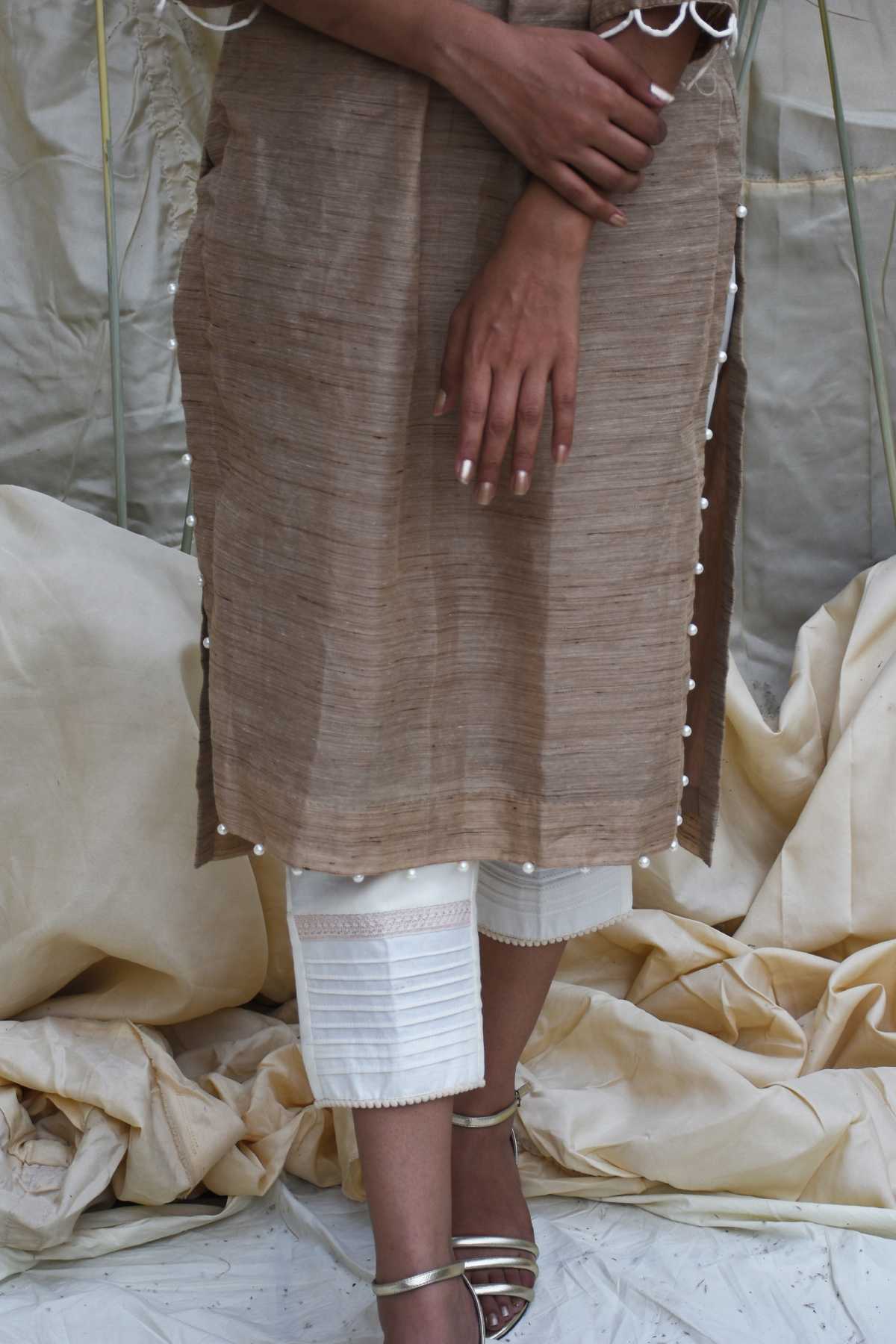 Pintuck Lace Detail Kurta Set