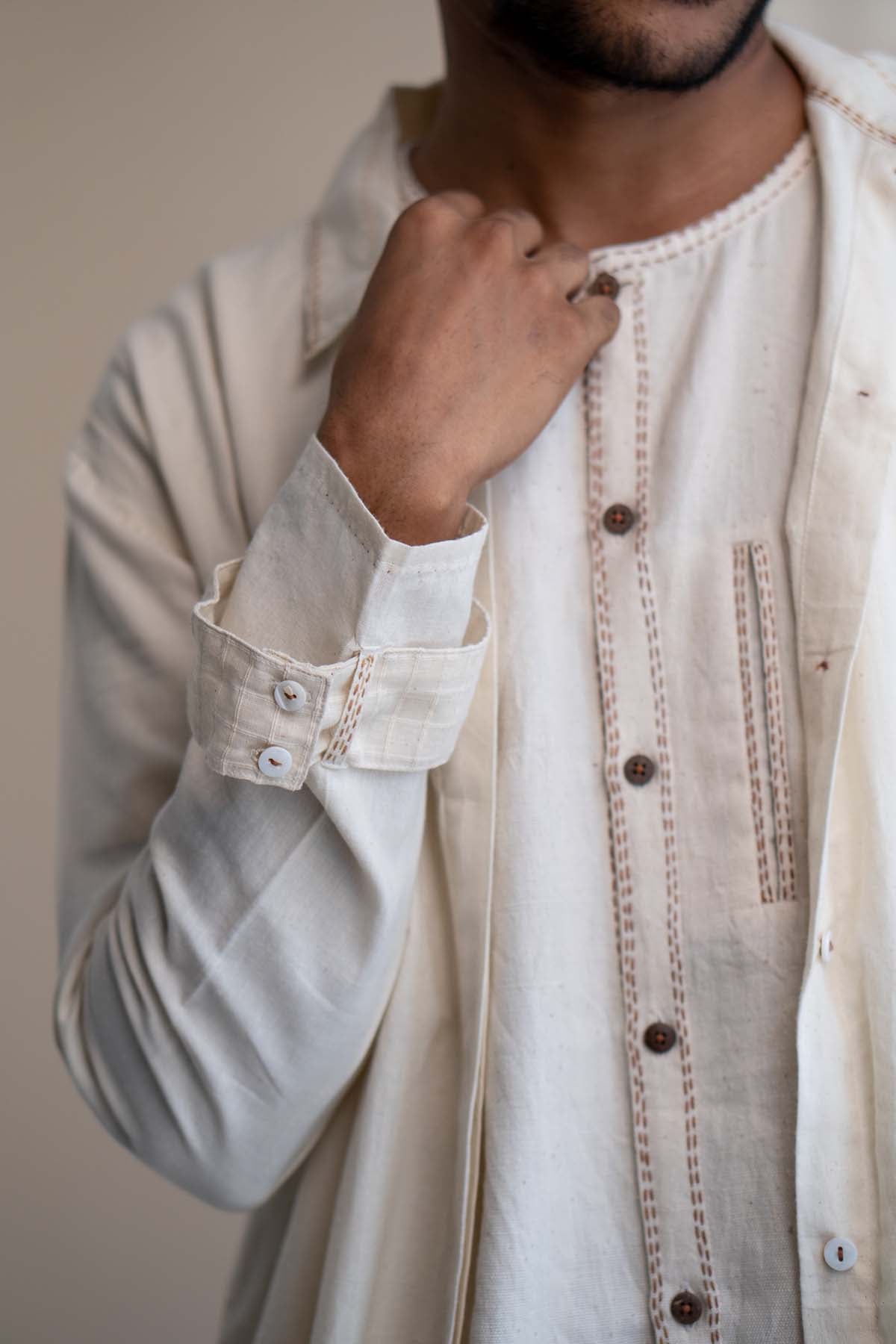 Cotton Placket Overlay Jacket