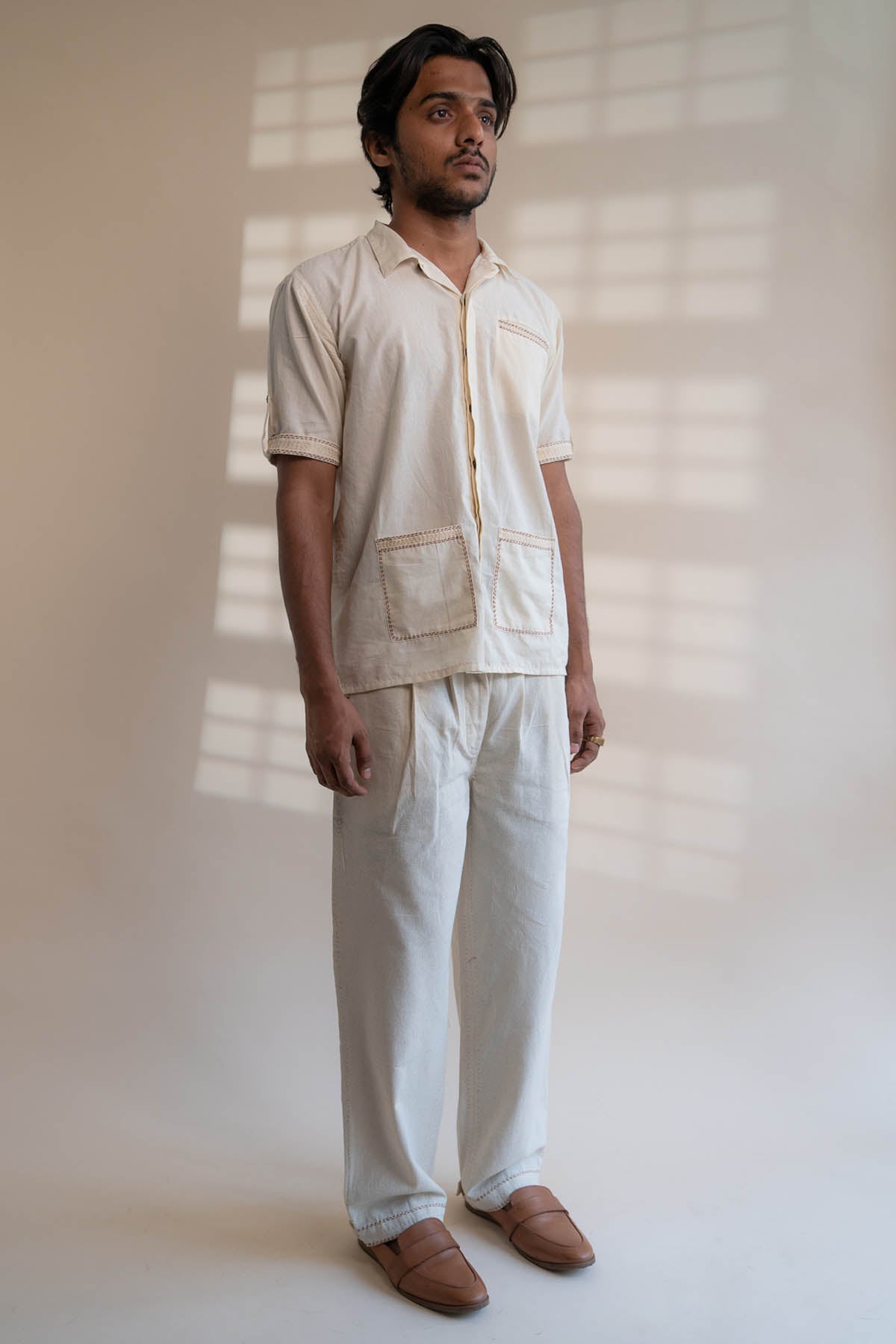 Pleated 100% Cotton Pants