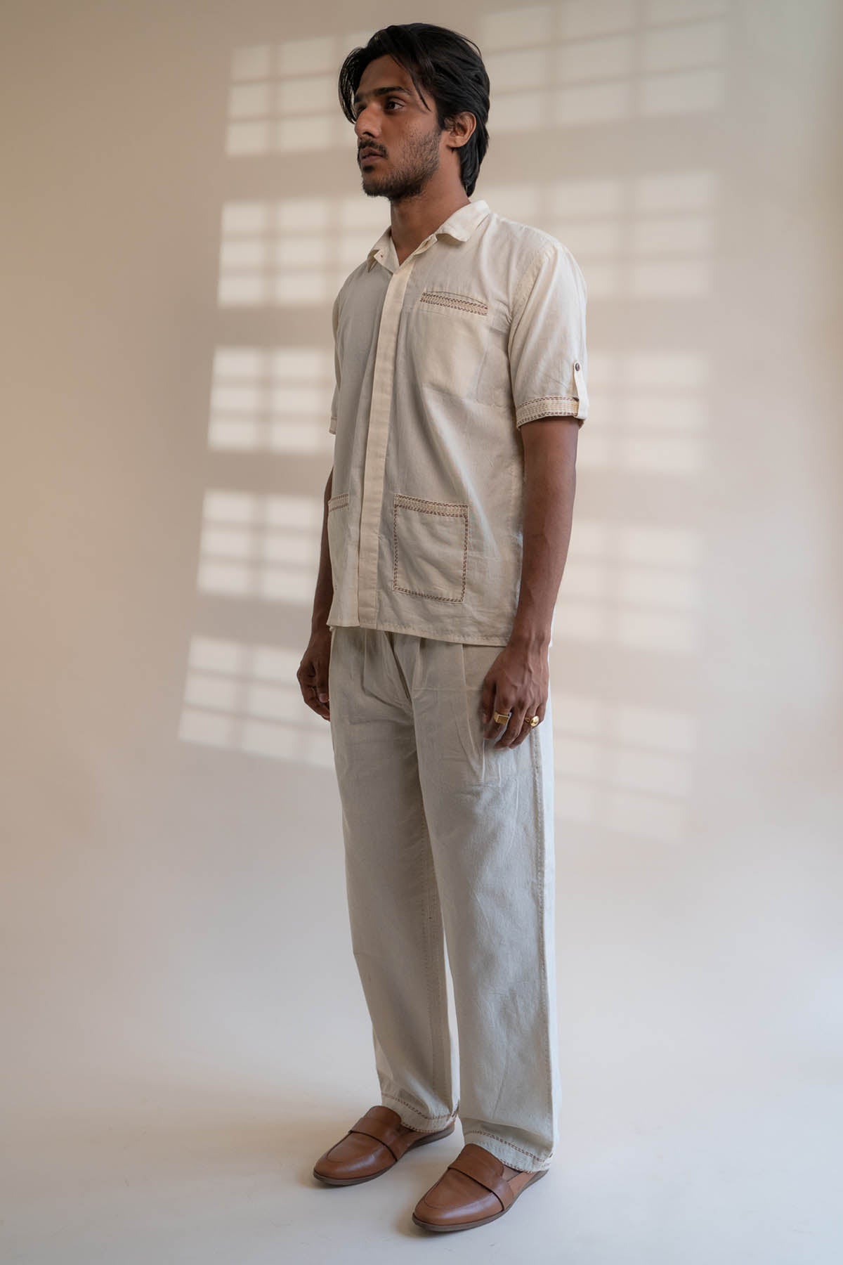 Pleated 100% Cotton Pants