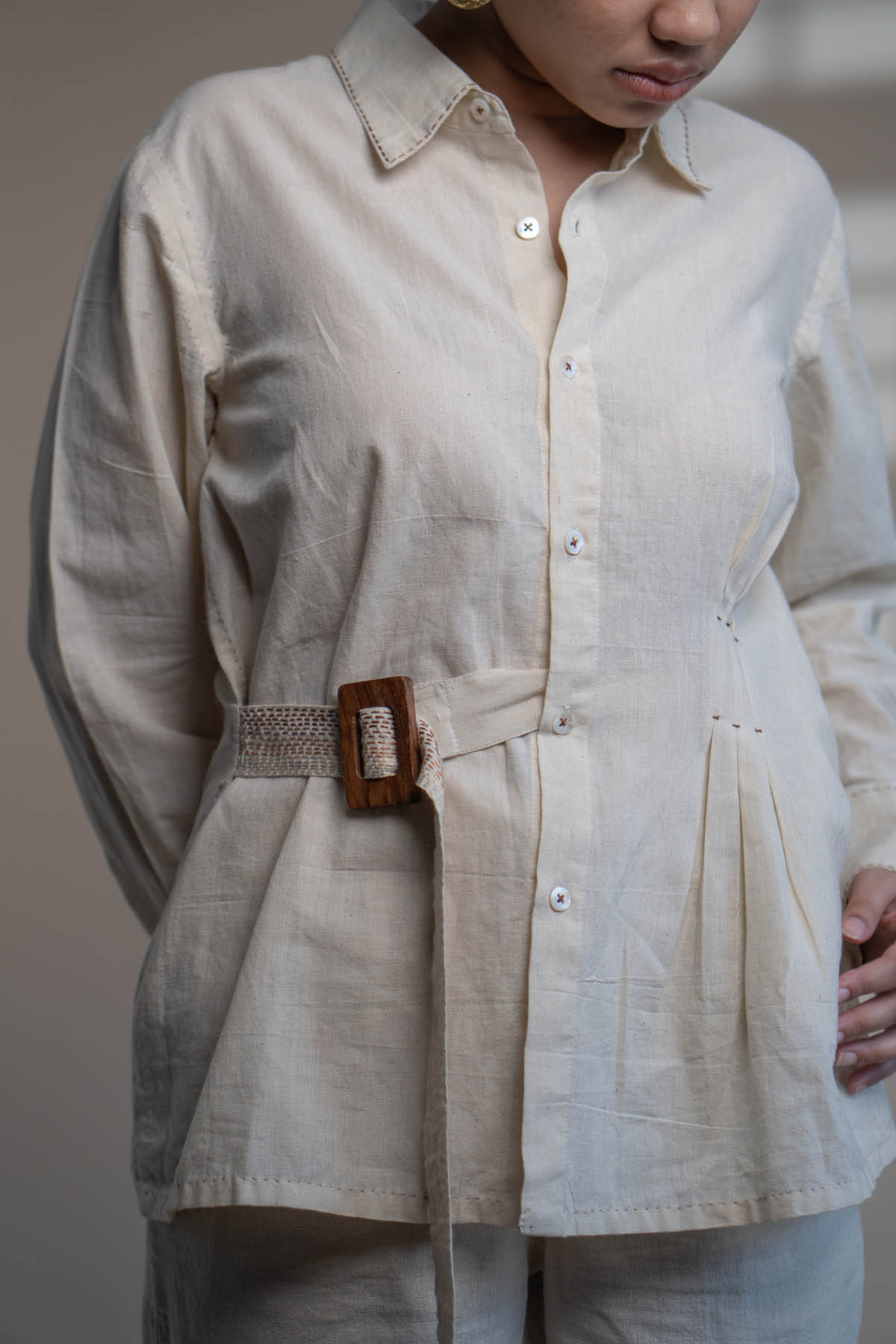 Pleated Belted Shirt