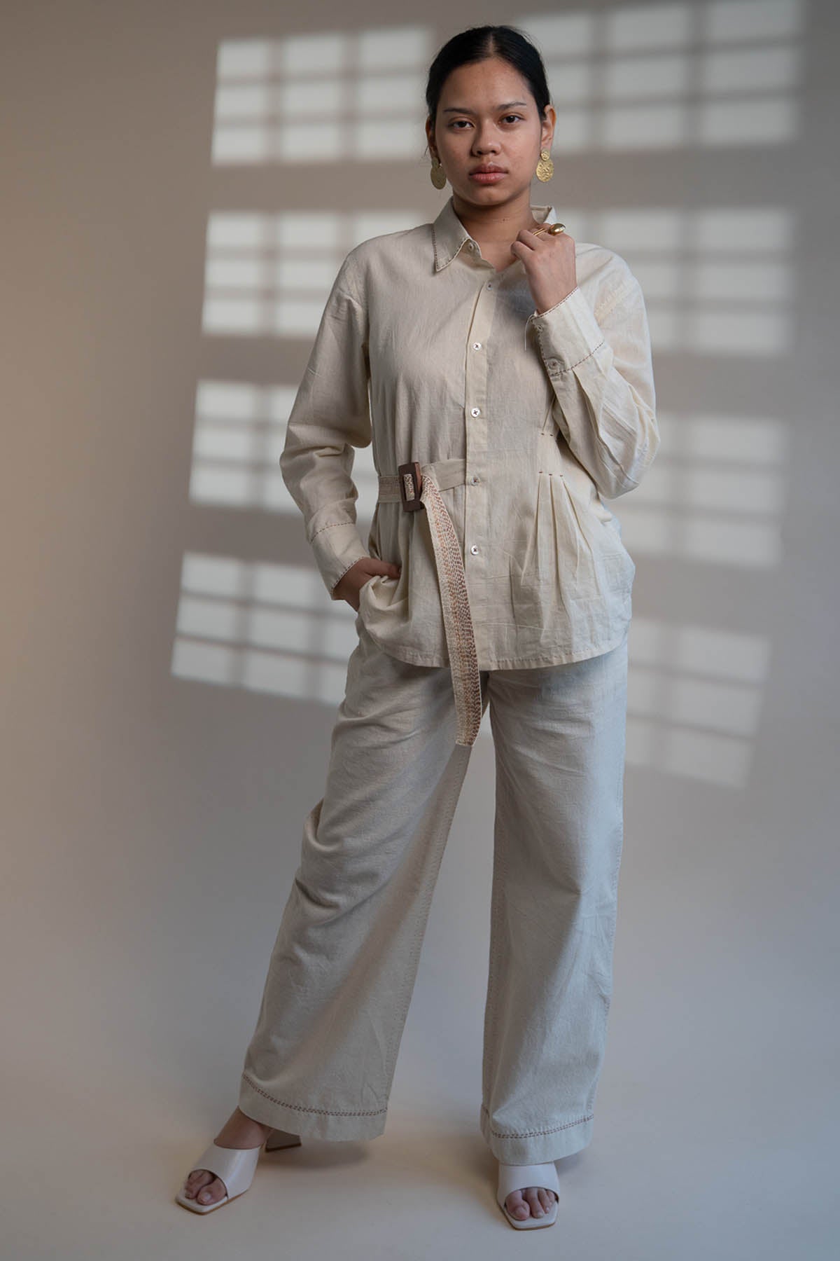 Buy Designer Pleated Belted Shirt By Lafaani