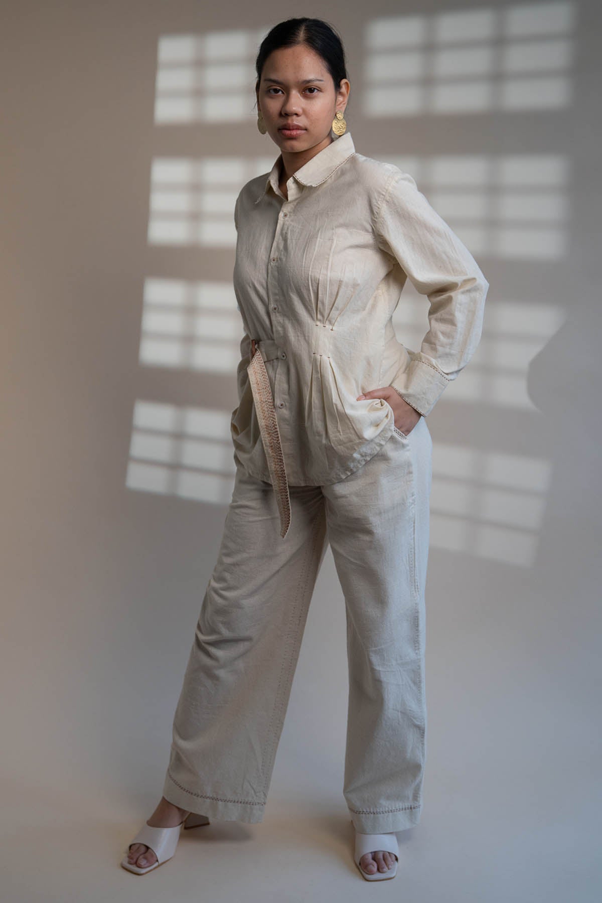 Pleated Belted Shirt