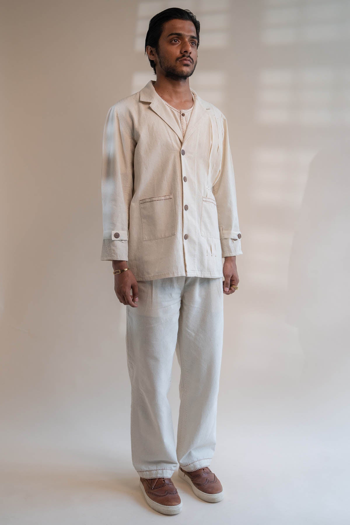 Buy Designer Pleated Buttoned Blazer By Lafaani