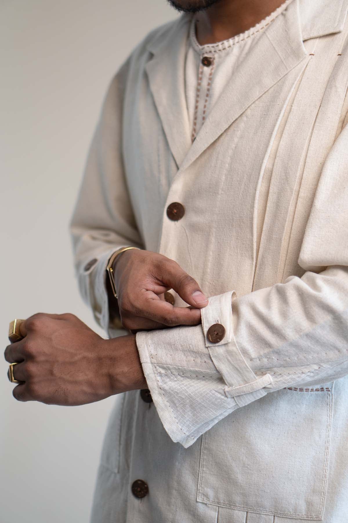 Pleated Buttoned Blazer