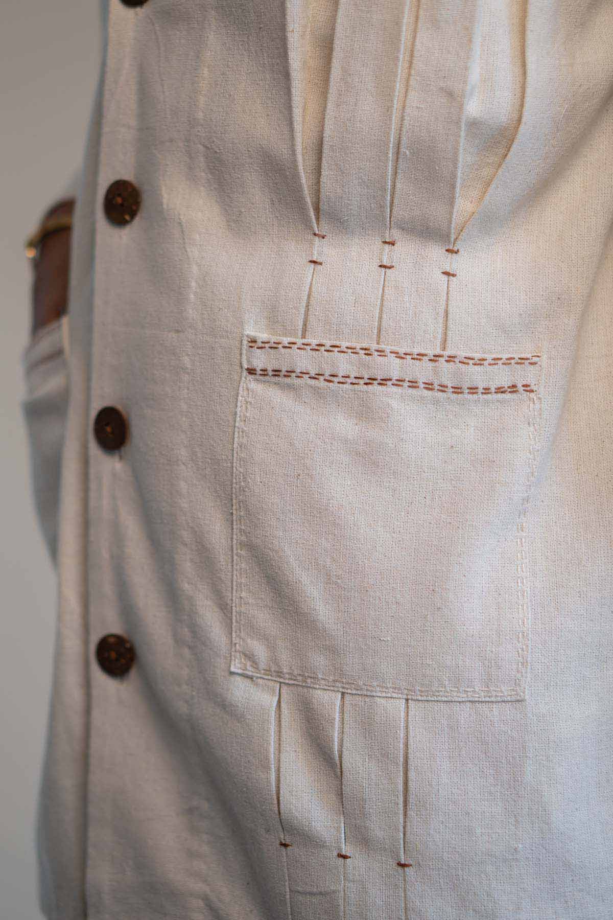 Pleated Buttoned Blazer