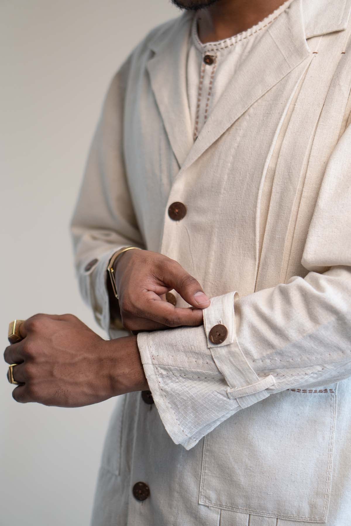 Cotton Pleated Jacket & Pants