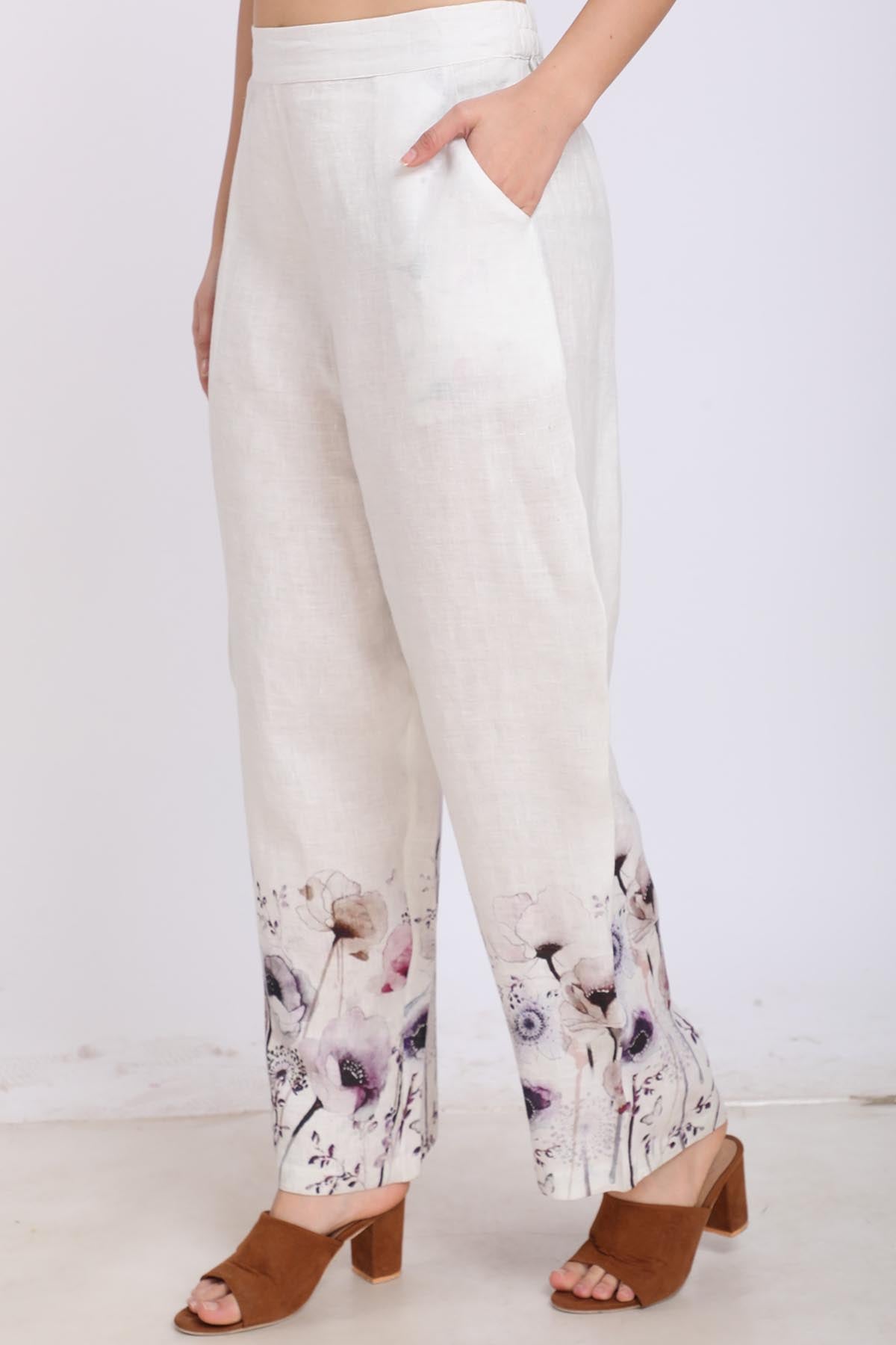 Poppy Flower Printed Pants