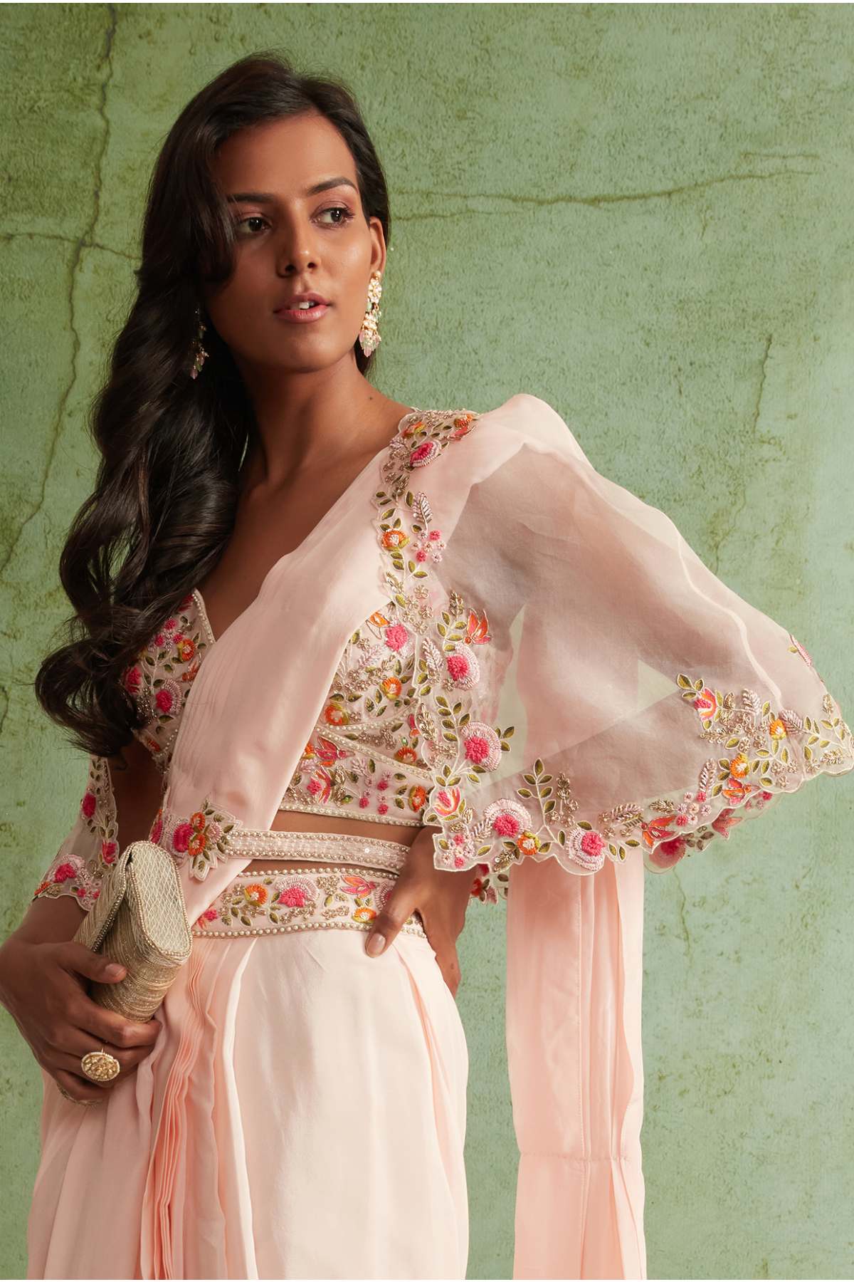 Pre-Draped Saree Set