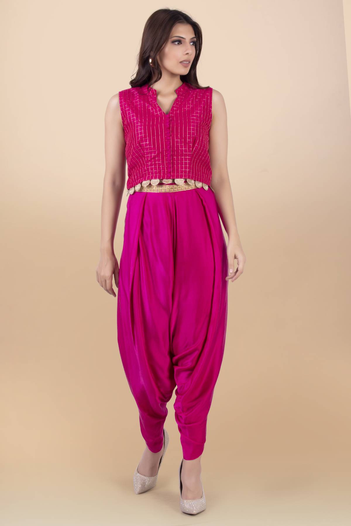 Pink Modal Satin Jacket Set