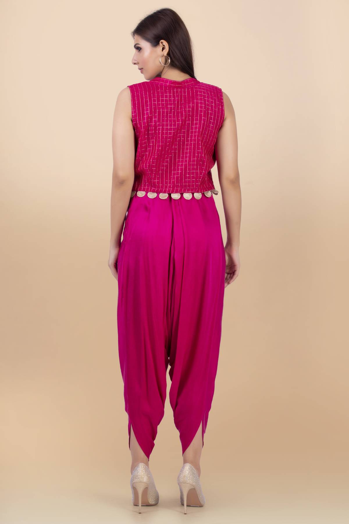 Pink Modal Satin Jacket Set