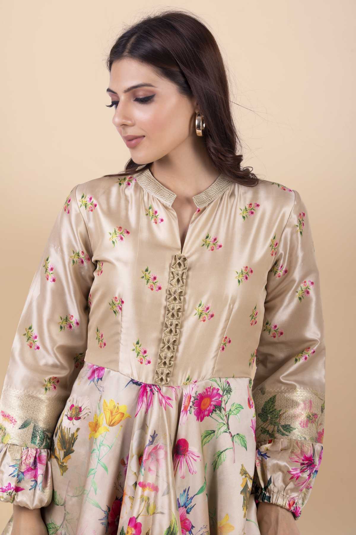 Cream Asymmetrical Dhoti Set