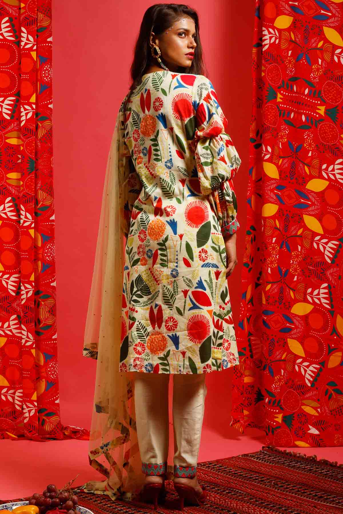 Print & Embroidered Kurta Set