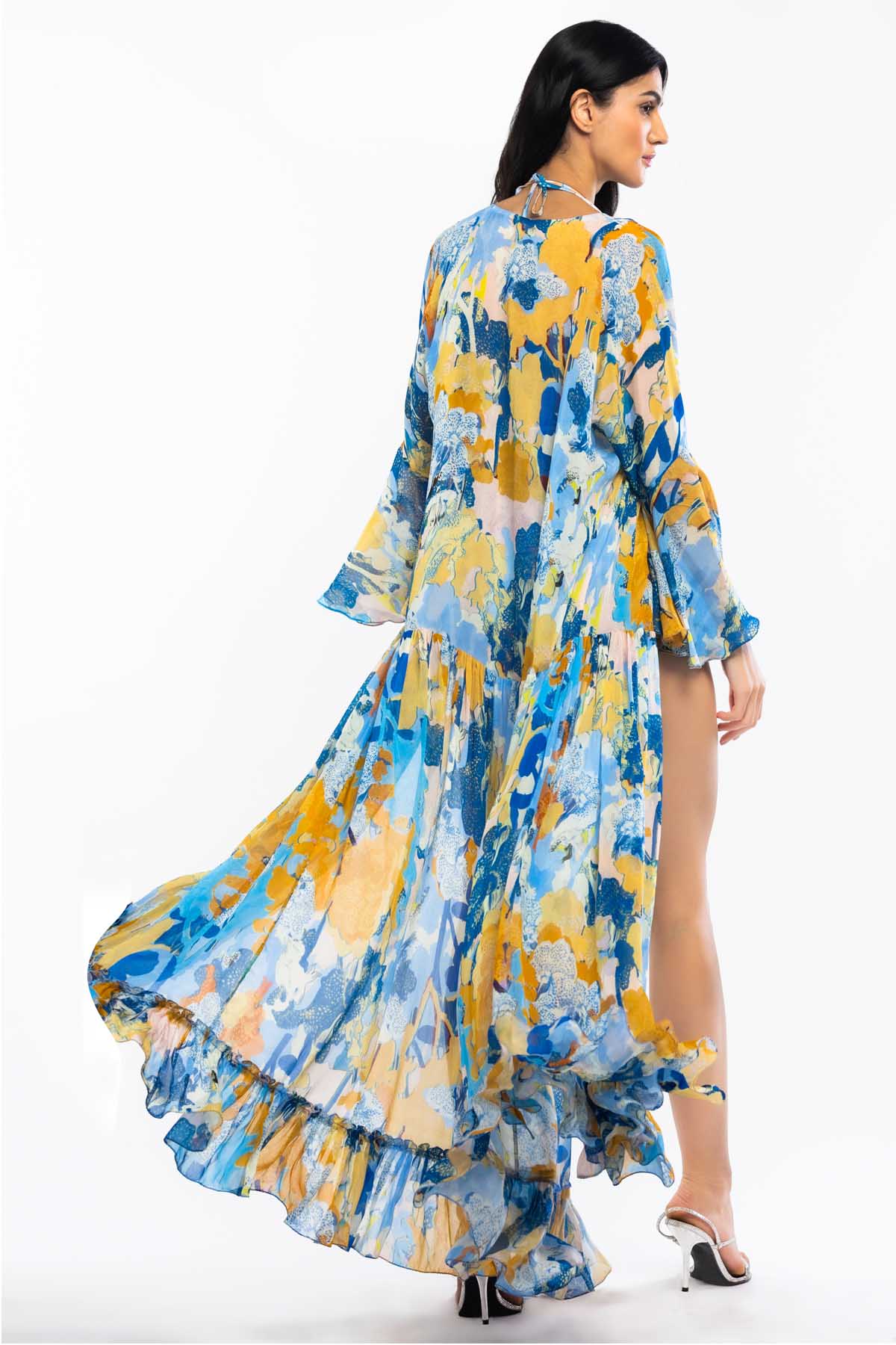 Tropical Print Bikini Set & Cape