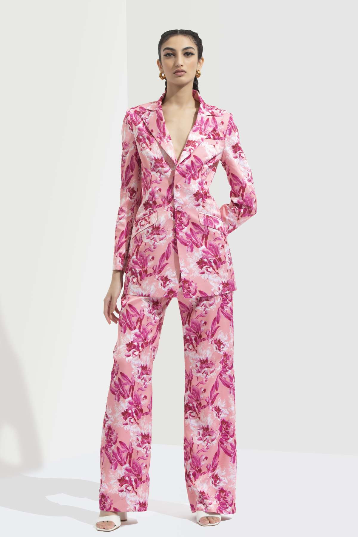 Buy Printed Bootleg Trouser Set by Mandira Wirk