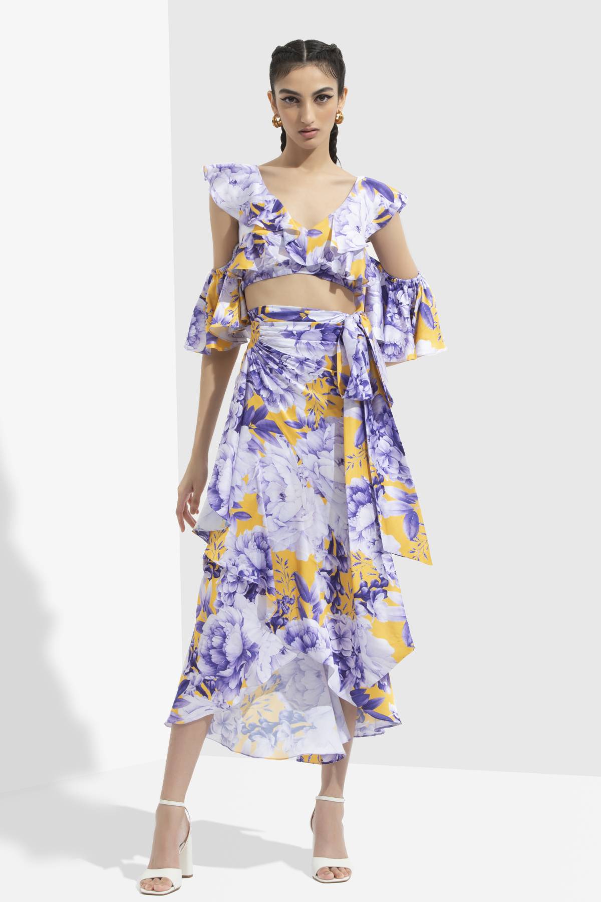 Buy Printed Butterfly Skirt Set by Mandira Wirk