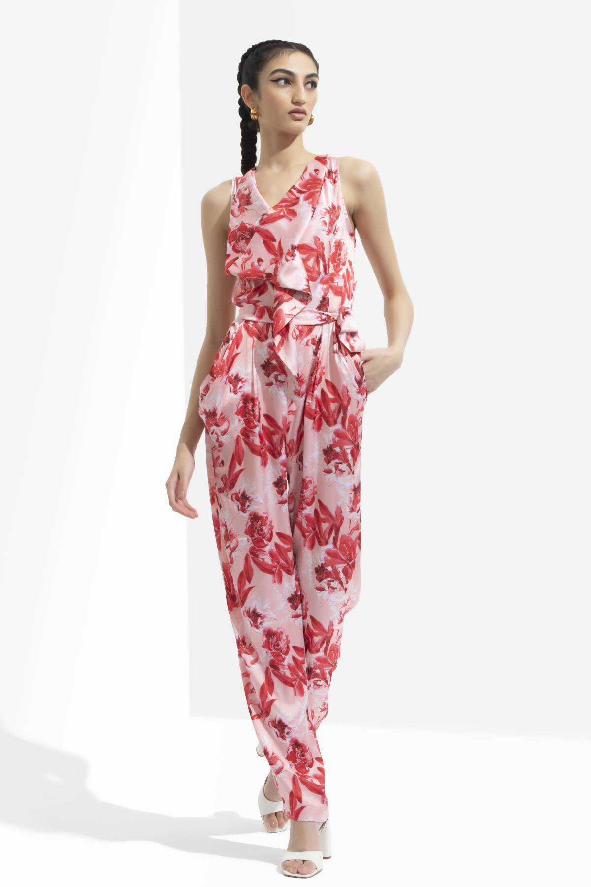 Printed Cowled Jumpsuit