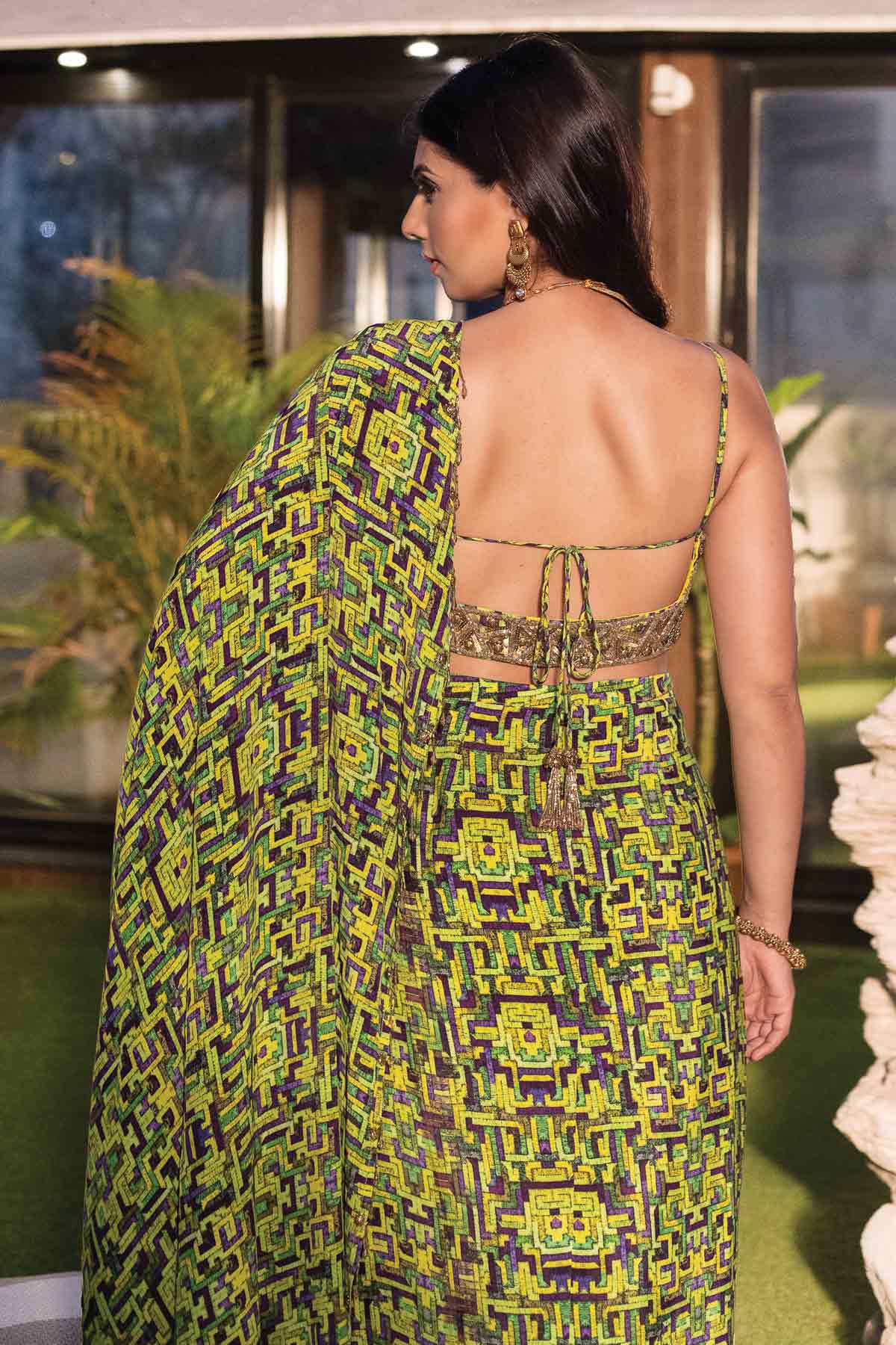 Printed Crepe Draped Saree