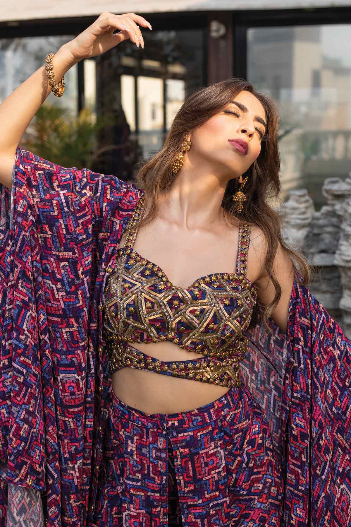 Printed Dhoti & Cape Set