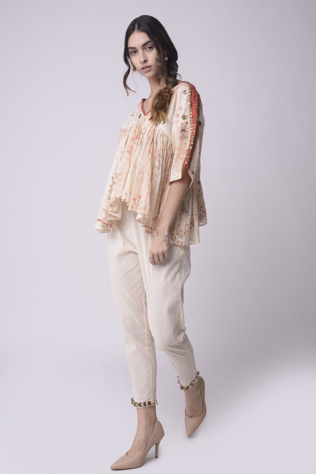 Printed Gather Top Set