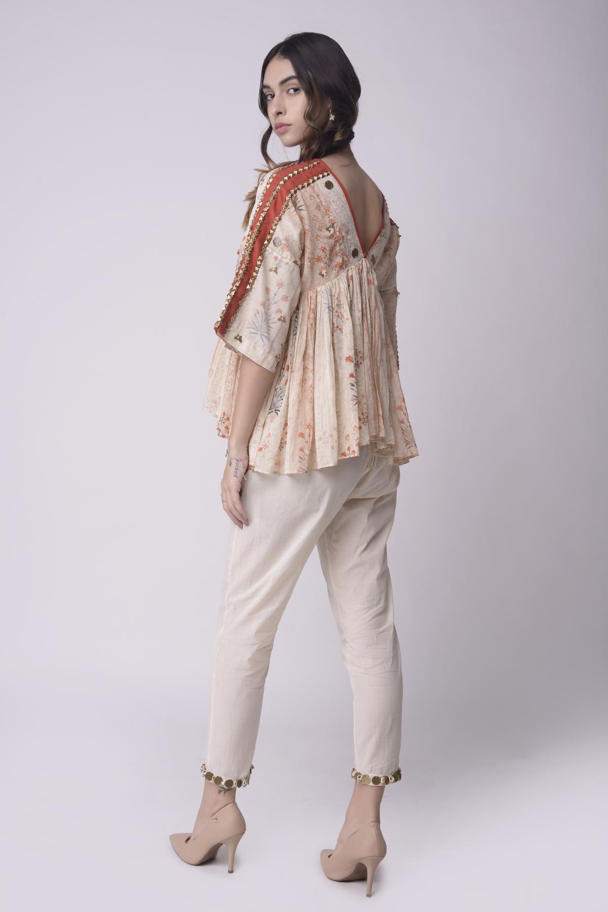 Printed Gather Top Set