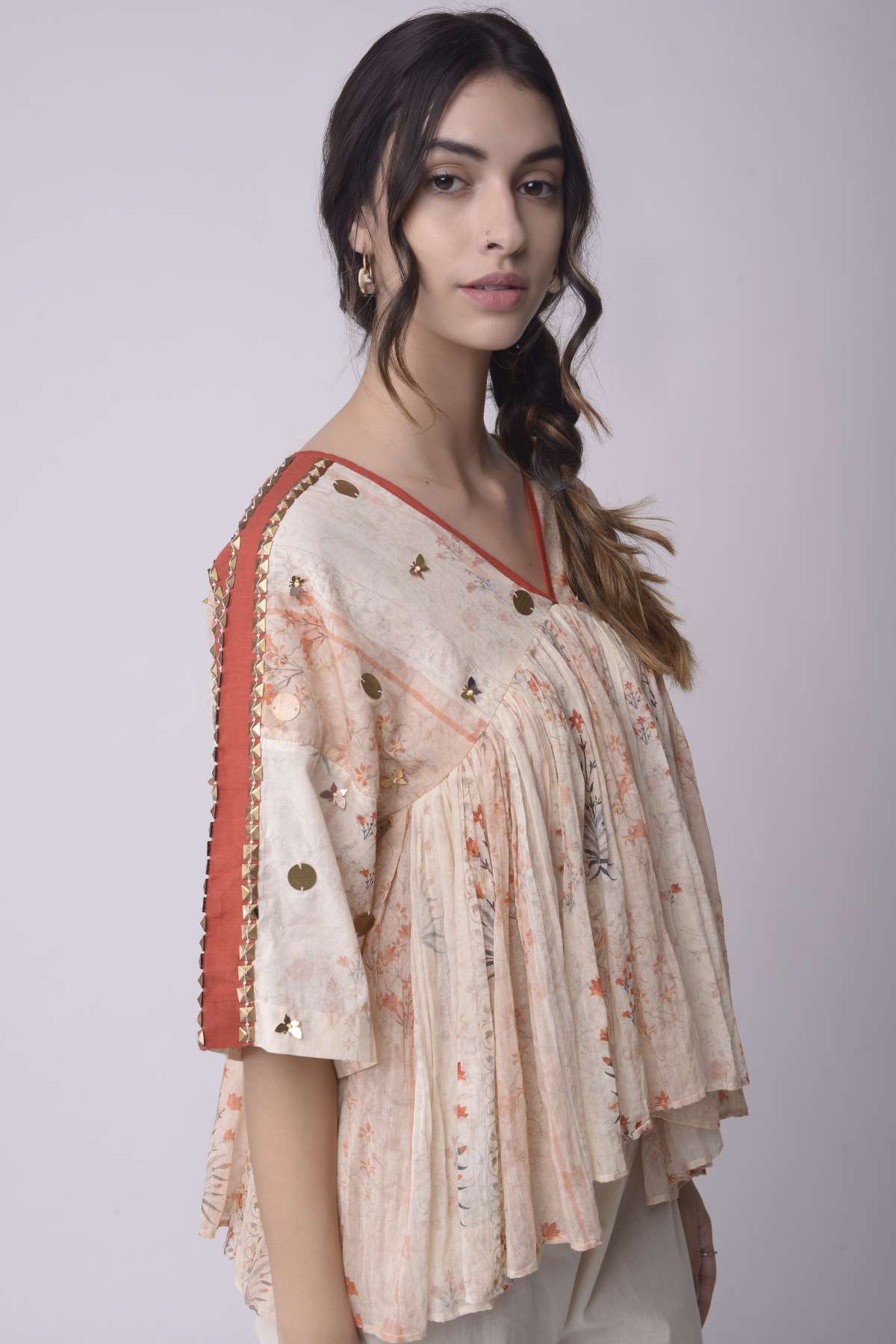 Printed Gather Top Set