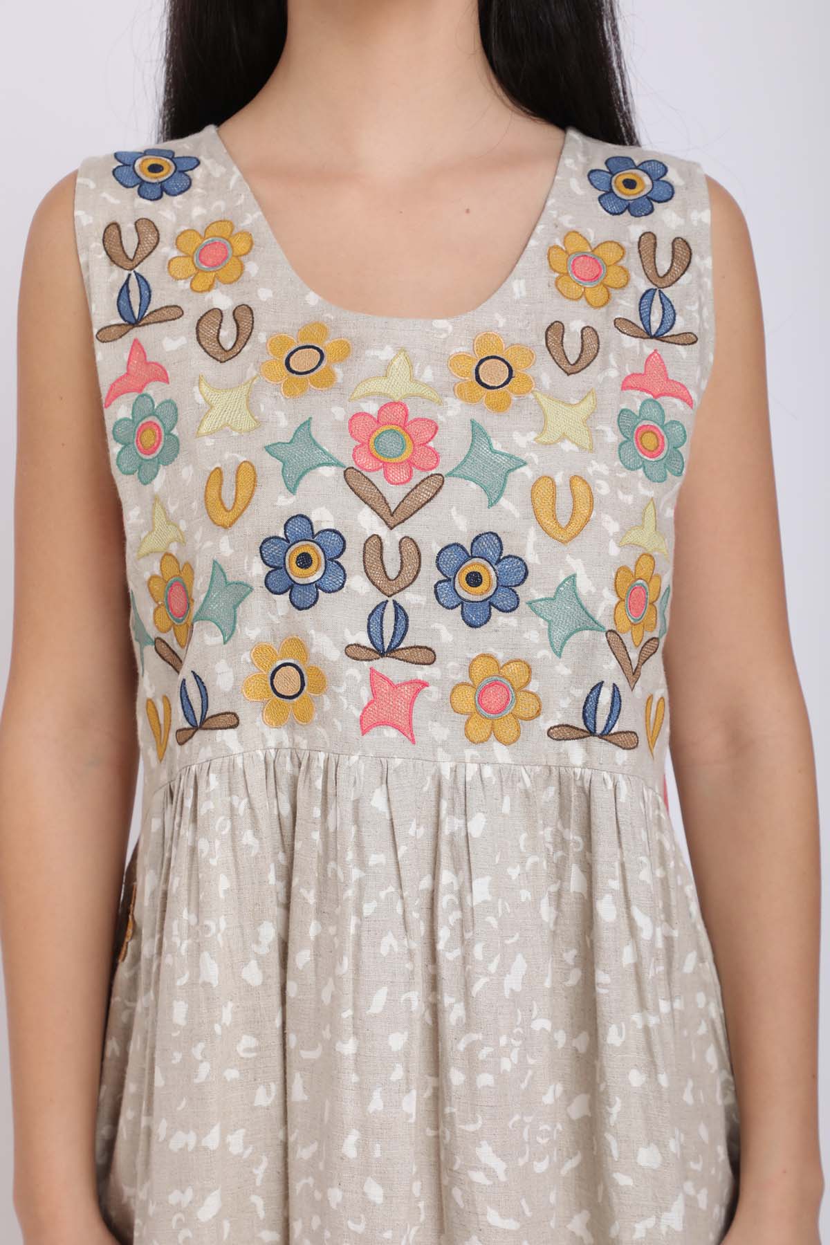 Printed Gathered Dress