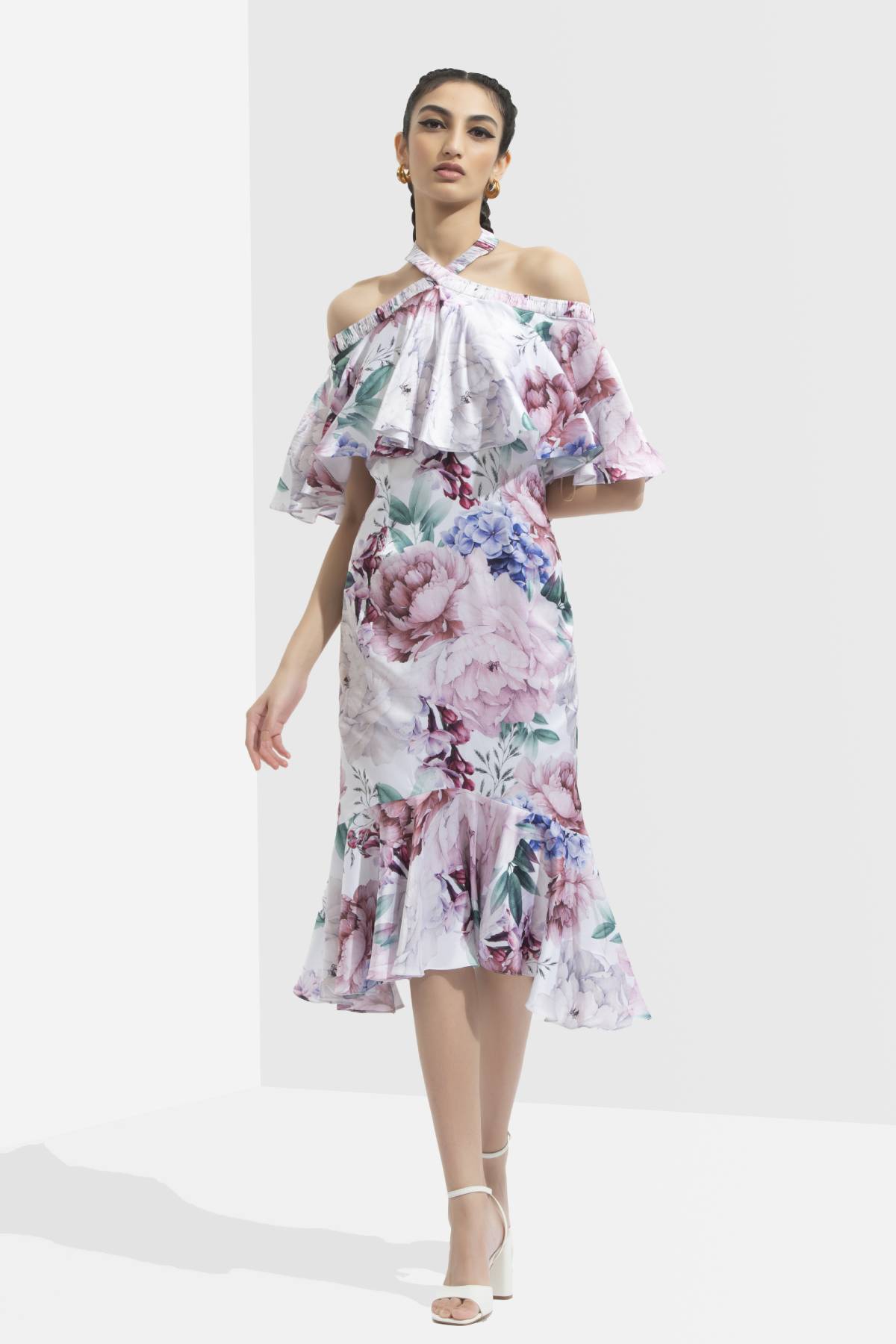 Buy Printed Halter Dress by Mandira Wirk