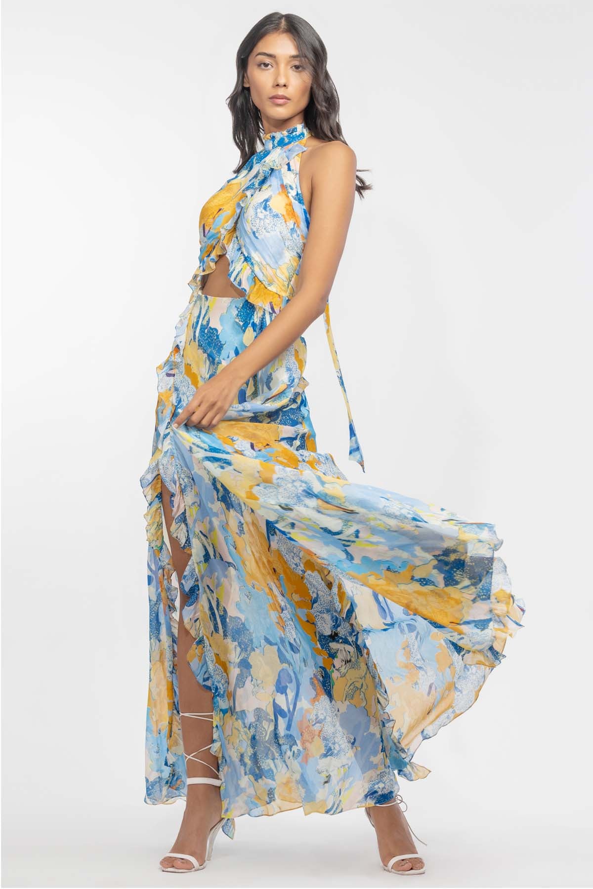 Printed Halter Neck Dress