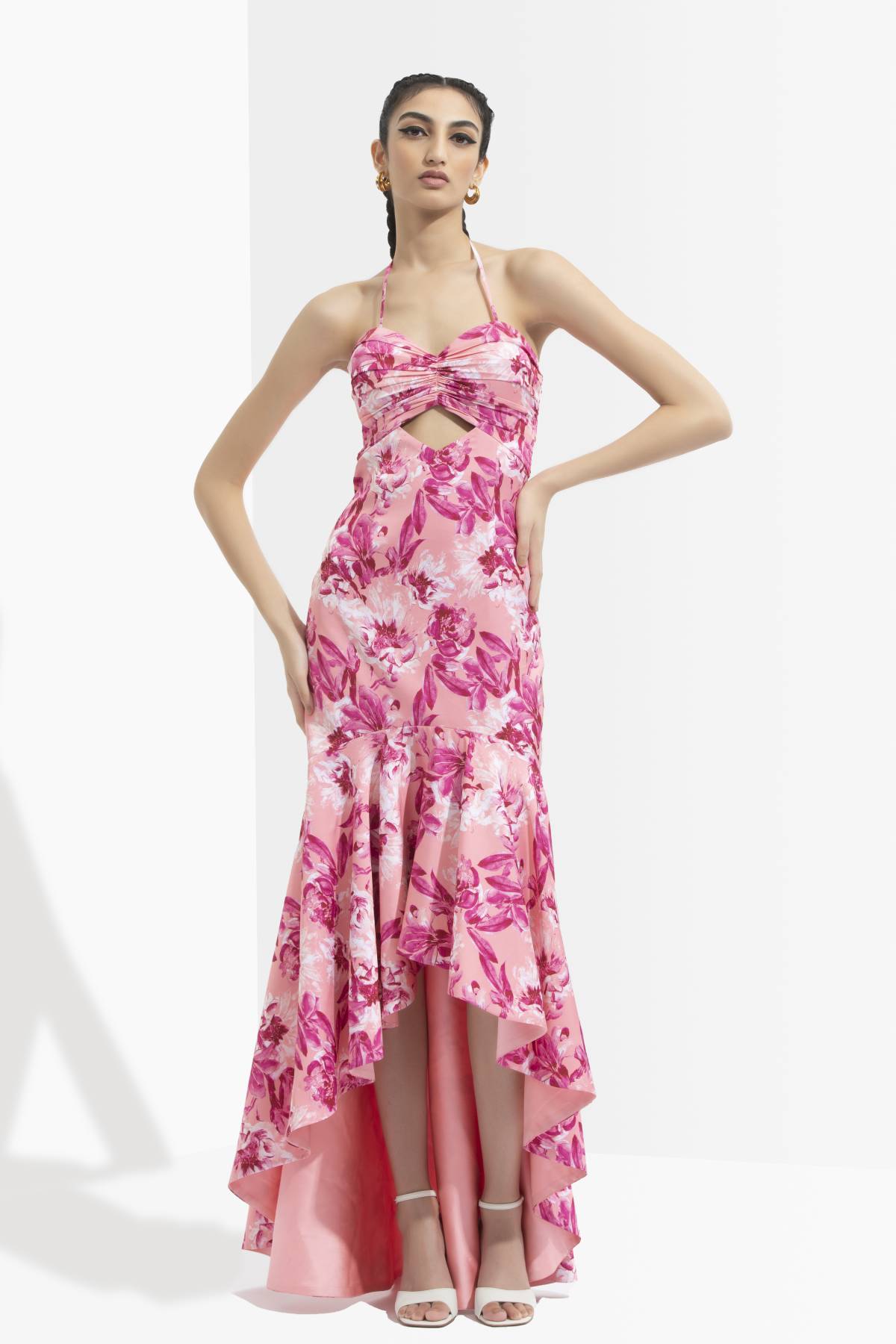 Buy Printed High Low Dress by Mandira Wirk