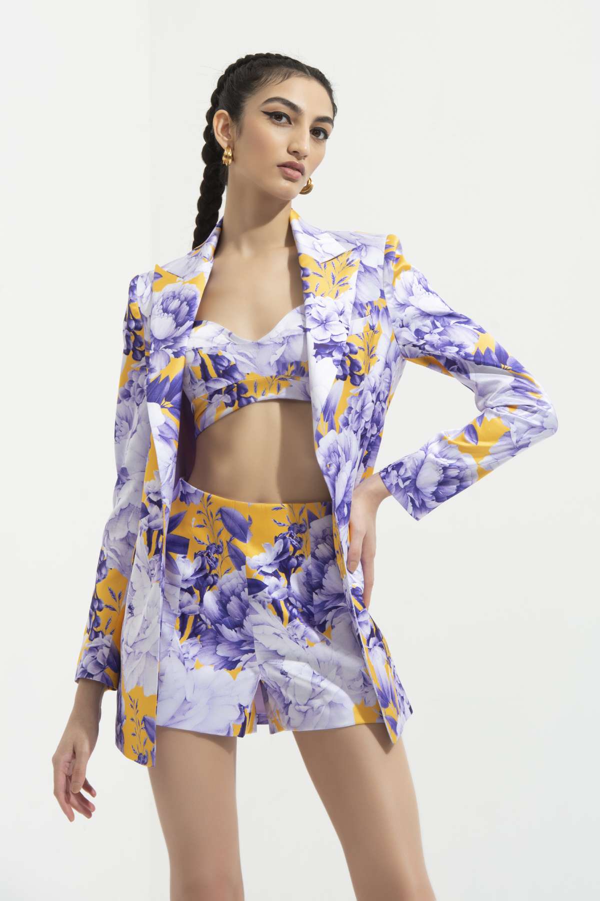 Printed Jacket-Shorts Set