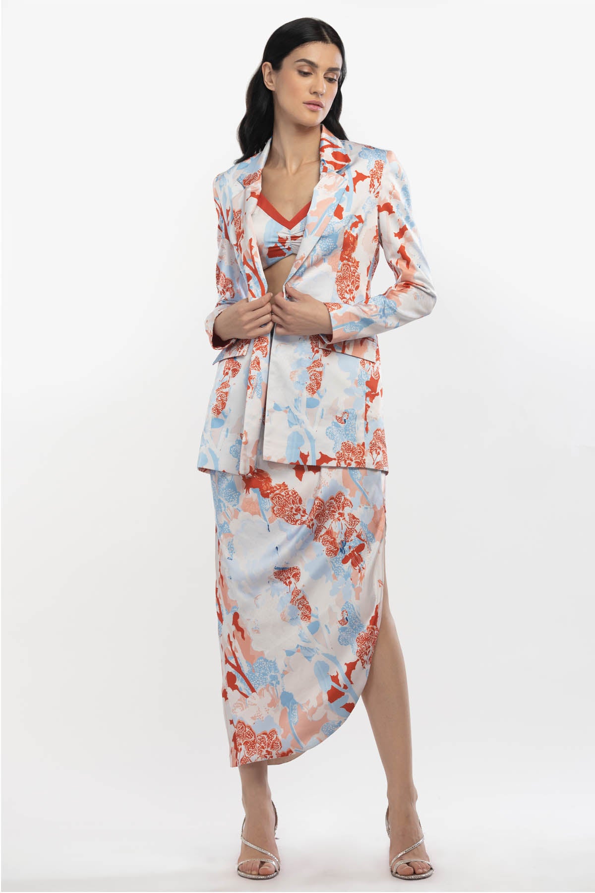 Printed Jacket & Skirt Set