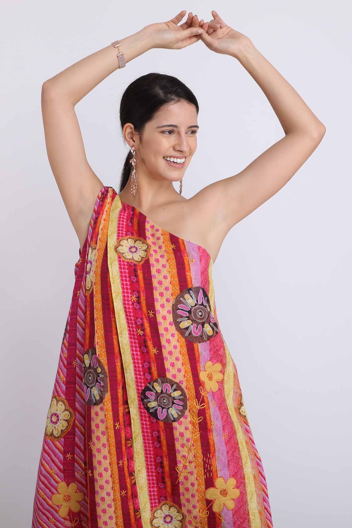 Printed One Shoulder Dress